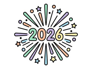Festive and colorful 2026 celebration concept featuring sparkling fireworks and joyful stars design, perfect for new beginnings and special events