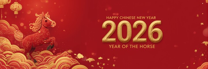 Chinese New Year 2026 themed background and banner templates, horse zodiac sign,Chinese New Year 2026