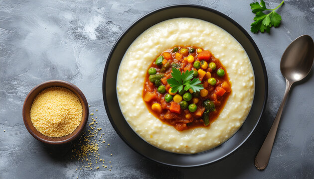 Soor Somali cornmeal porridge with vegetable stew