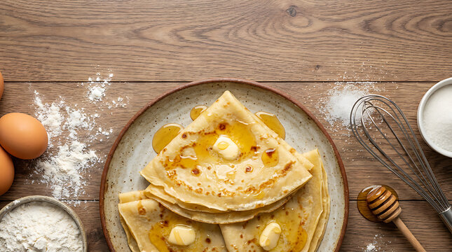 Malawah Somali sweet crepes with honey overhead