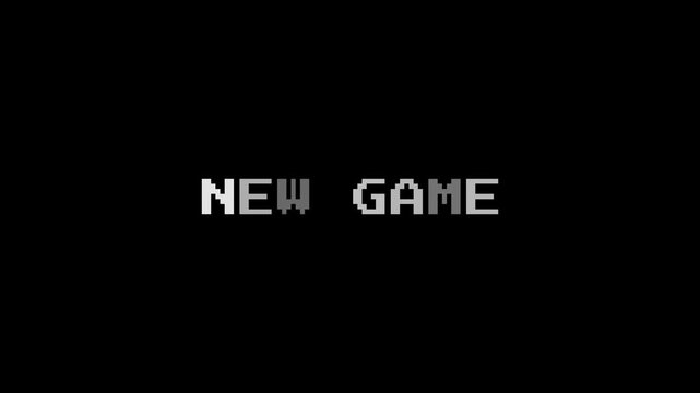 New Game Pixel Animation. Retro arcade start screen text in 8bit pixel style