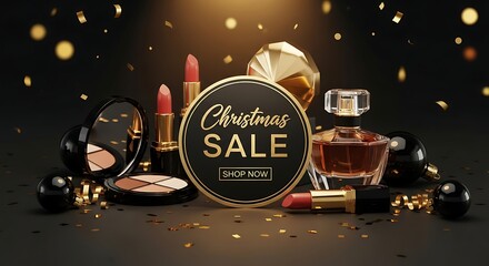 Festive Christmas Sale for Luxury Beauty Products and Cosmetics with Sparkle and Glitter