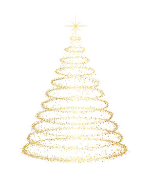 Golden Glitter Holiday Tree Luxury Sparkling Festive Shape Shiny Celebration Artwork