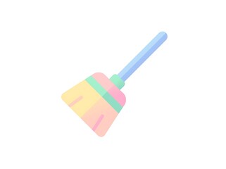 A vibrant pastel-colored broom, symbolizing cleanliness and tidiness, ready to sweep away clutter and bring order