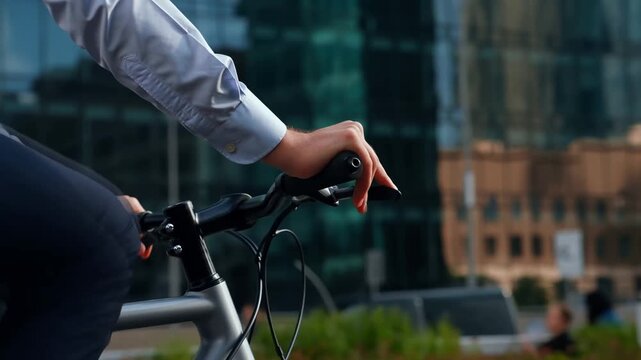 An office worker cycles in the city Stock video - Powered by Adobe