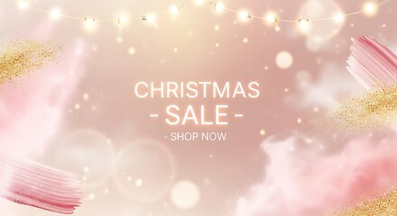 Sparkling Christmas Sale Event with Festive Lights and Glittery Accents, Shop Now for Holiday Deals