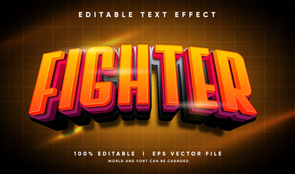 fighter 3d vector text effect with modern style