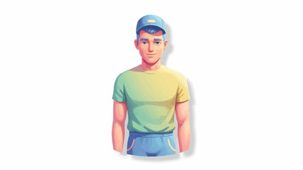 Illustration of a Young Man in Casual Attire with a Cap.
