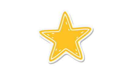 Obraz premium A Hand Drawn Yellow Star Shape With White Outline And Shadow On A Black Background Representing Success Or A Good Grade