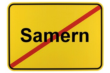 Illustration eines Ortsschildes der Gemeinde Samern in Niedersachsen	