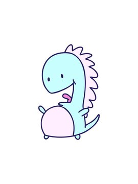 splitting effect animation of cartoon of a happy dinosaur
