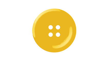 A Single Bright Yellow Four-Hole Sewing Button Centered Against a Solid Black Background With Subtle Highlights Indicating a Smooth Surface