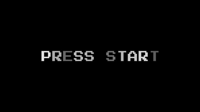 Press Start Pixel Animation. Retro arcade start prompt with classic pixel typography