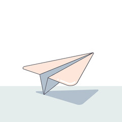 Paper airplane on light background in minimalist style   