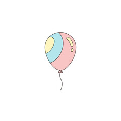 Colorful balloon with pastel colors on white background  