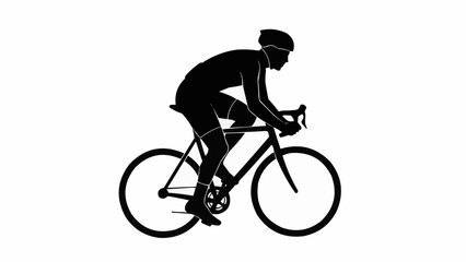 Cyclist in motion silhouette on a road bike, focused and determined.
