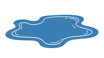 Abstract Blue Puddle Shape Isolated on Black Background Simple Organic Form with Outline and Subtle Texture