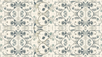 Seamless abstract ornamental pattern. Vintage floral design. Repetitive texture. Geometric and organic shapes in monochrome tones. Elegant background for textile, wallpaper, or prints