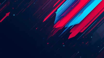 Modern overlapping bright abstract background in colorful blue and red with stripes. Abstract rectangle box simple background for banner, flyer, design and business card