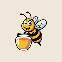 bee and honey vector illustration