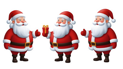 Cartoon Santa Claus with Gift and Gestures