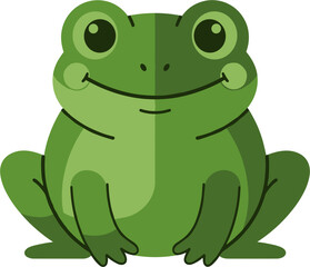 Cartoon Frog Sitting with a Cheerful Expression.