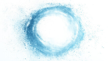 Blue water splash forming circular ring