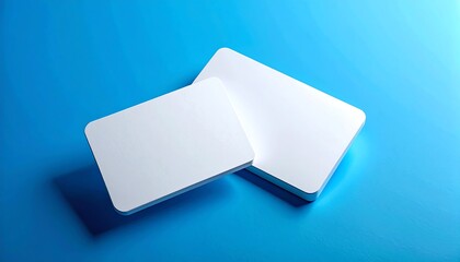 Clean and modern blank white card mockups with elegant rounded corners, presented on a vibrant blue background, ideal for professional design templates