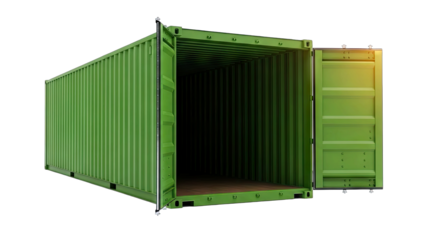 Green Shipping Container Open Isolated on White