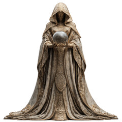 Obraz premium Golden Sorceress Statue Holding Crystal Orb