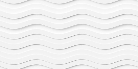 Randomly offset horizontal white curved lines or boxes geometry background wallpaper banner, flat lay top view from above