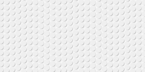 Horizontal white wave rows of circles or cylinders geometry background wallpaper banner, flat lay top view from above