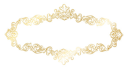 Vintage Baroque Victorian gold Frames, hand drawn ornamental badge and borders, Golden antique ornate elegant decorative elements, png transparent background
