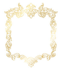 Vintage Baroque Victorian gold Frames, hand drawn ornamental badge and borders, Golden antique ornate elegant decorative elements, png transparent background