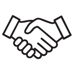 Fototapeta premium A simple black and white line drawing depicts two hands firmly shaking in a gesture of agreement