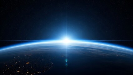 Earths Horizon - A Stunning View from Space with a Bright Sunrise.