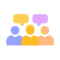 A minimalist icon of three users in a group chat
