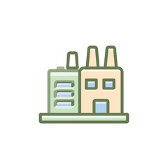 A minimalist vector icon of an industrial factory building