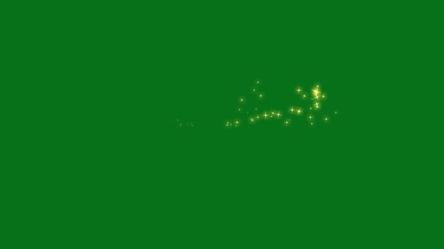 Sparkling golden star transition effect, glitter sparkles trail, magic dust, pixie dust path, Christmas stars isolated, elegant Christmas style on green screen. 4k