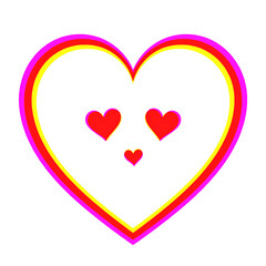 colorful layered heart frame with small hearts