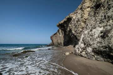 Autoclastic breccia in the cliffs of the Monsul beach, volcanic complex of Cabo de Gata-Nijar Natural Park