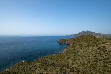 Rugged landscape in the volcanic complex of Cabo de Gata - Nijar Natural Park, seen from La Amatista viewpoint