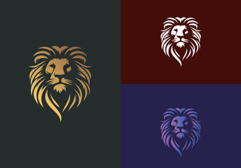 Lion head logo design. Lion emblem vector icon illustration design