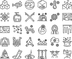 Arctic and Antarctic Exploration Icon Set