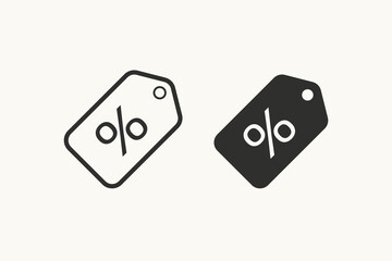 A vector icon of discount tags with percentage symbols, ideal for sales, promotions, and retail marketing visuals.