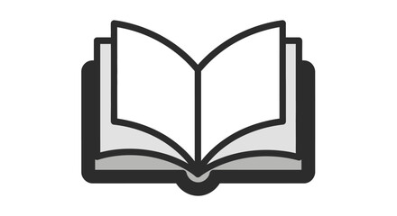 Vector illustration of a blank open book with empty white paper pages and an old vintage cover isolated on a white background for education and literature icons