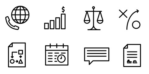 set of vector icons for sale. Set of black vector business icons designed as simple symbols for sale