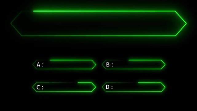 Green Neon Hexagonal Frames with ABCD Labels on Black Background border