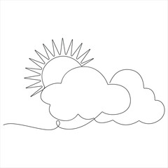 One continuous line drawing sunset on the sea vector illustration