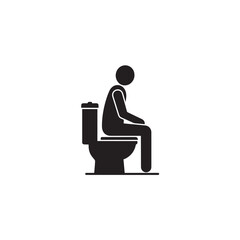 Person using toilet silhouette icon